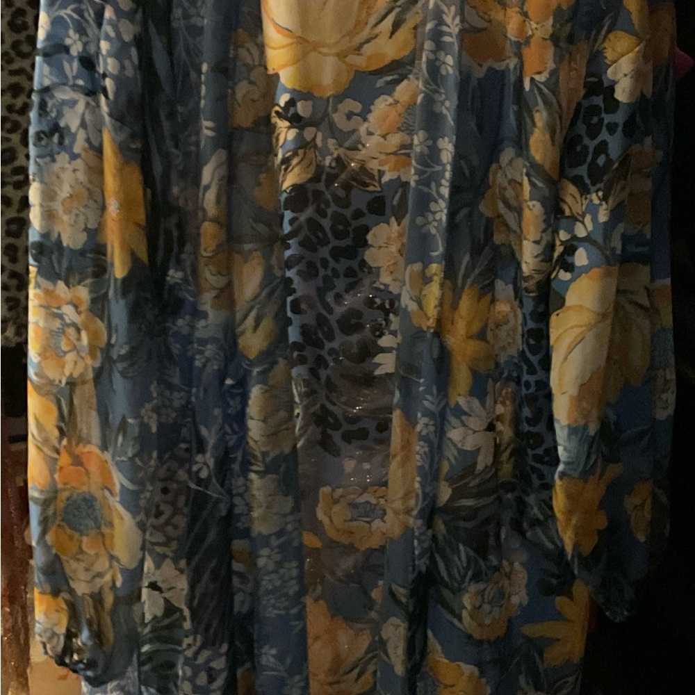 Floral and Leopard Print Kimono